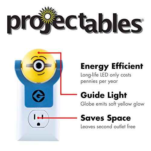 Minions Projectables Plug-in Night Light, Despicable Me, for Kids, Collector¡¯s Edition, Light Sensing, Project Image on Ceiling, Wall, or Floor, 42029 , Yellow
