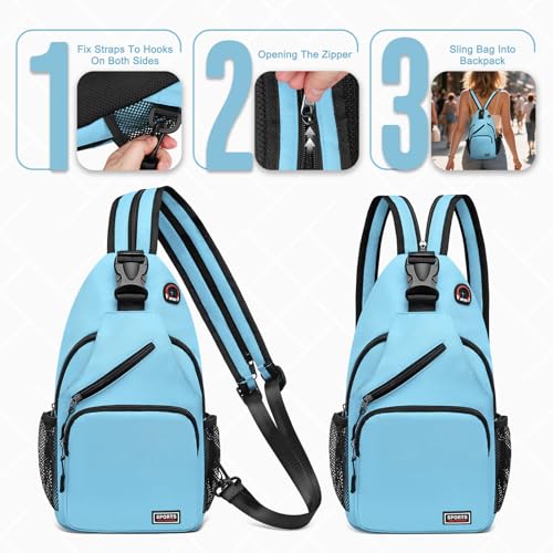 Small Sling Bag with Coin Pocket for 11-Inch Tablets - Large, Blue