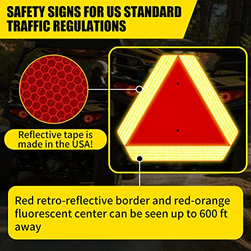 Plastic DOT Slow Moving Vehicle Sign 14x16 Inch Reflective Safety Triangle