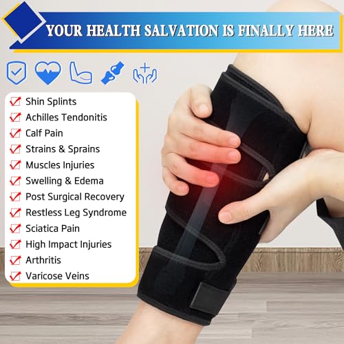 Hiball Adjustable Calf Brace Support for Men Women - Black, XX-Large