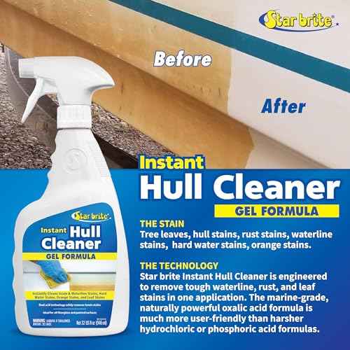 STAR BRITE Instant Hull Cleaner - 32 Oz Gel Spray - Easily Remove Stains, Scum Lines & Grime on Boat Hulls, Fiberglass, Plastic & Painted Surfaces - Easy to Use Formula (096132)