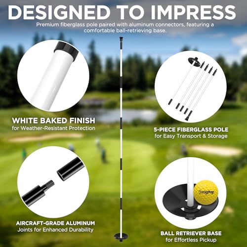 KINGTOP 6ft Golf Flagstick Set - Checkered Flag, 5-Section Portable Golf Accessories