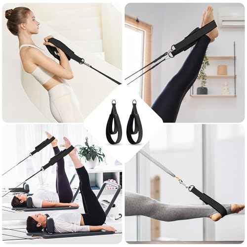 2PCS Comfortable Enhanced Thickness Pilates Double Loop Strap - D-Ring Strap for Home Gym & Yoga Workout Accessories