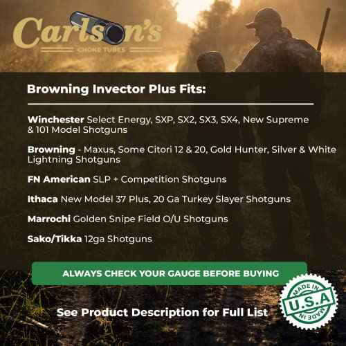 Carlsons Choke Tubes 12 Gauge for Browning Invector Plus | Stainless Steel | Gold Competition Target Ported Sporting Clays Choke Tube | Made in USA