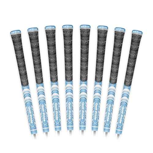 Golf Pride MCC Golf Club Grip - All-Weather Hybrid Grip - Brushed Cotton Cord & Pebbled Texture - Moisture-Wicking Technology - Light Blue/White