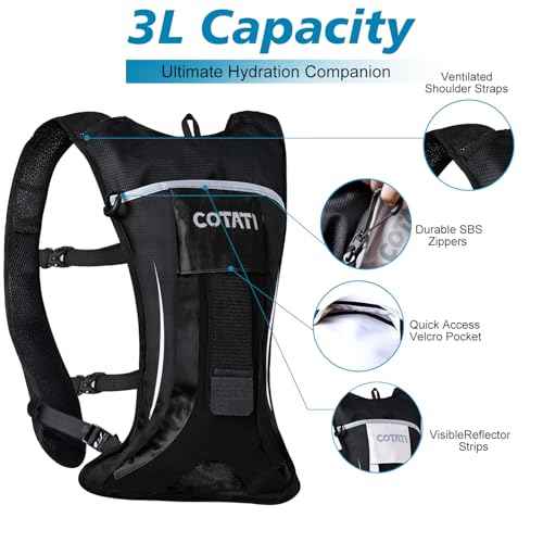 COTATI Hydration Backpack Running Vest with 2L Water Bladder,Lightweight Backpacks for Men Women Hiking Biking Cycling