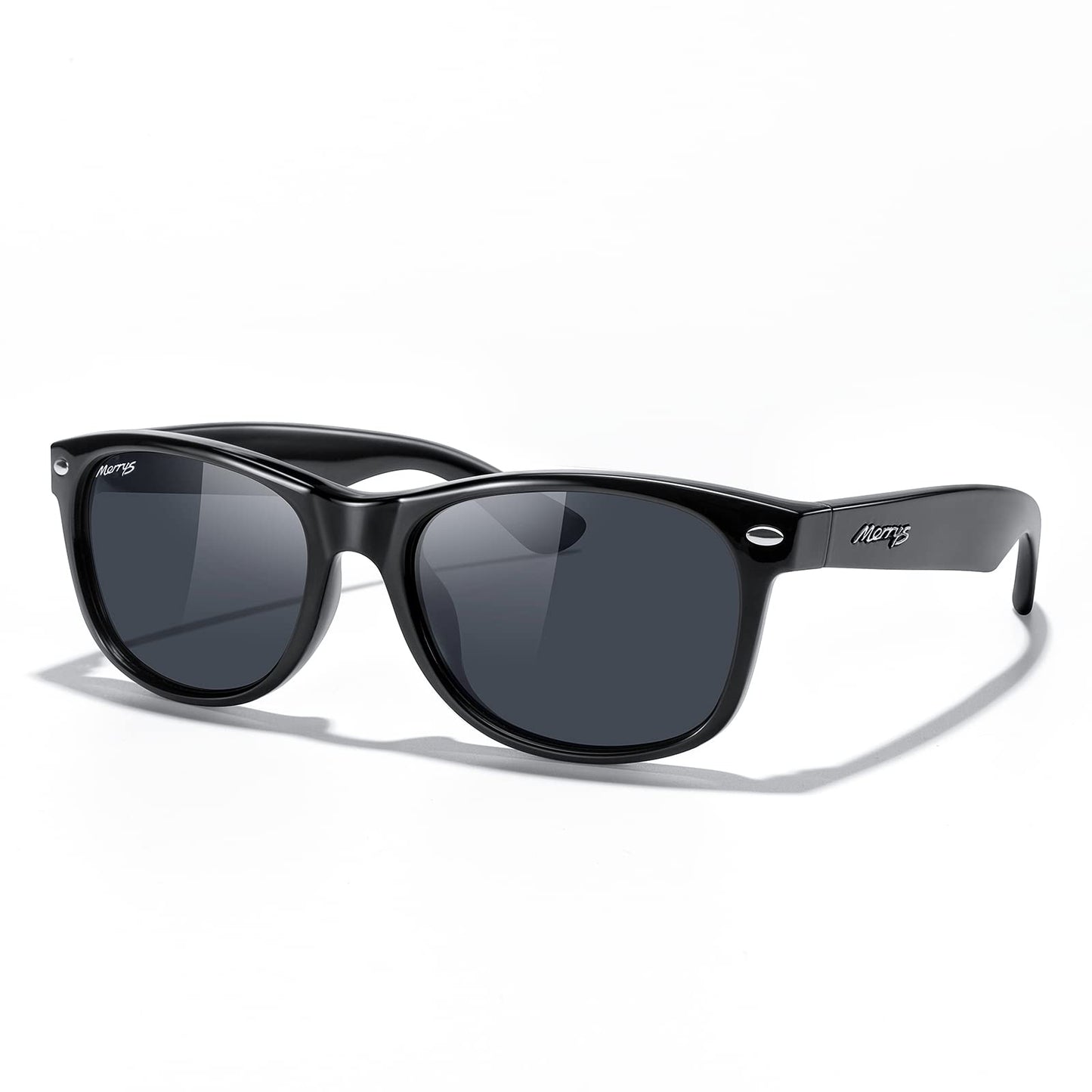 MERRY'S Polarized Unisex Shades Sunglasses for Men and Women Vintage Polarized Sun Glasses Mirror Lens (Black Frame/Black Lens, 55)