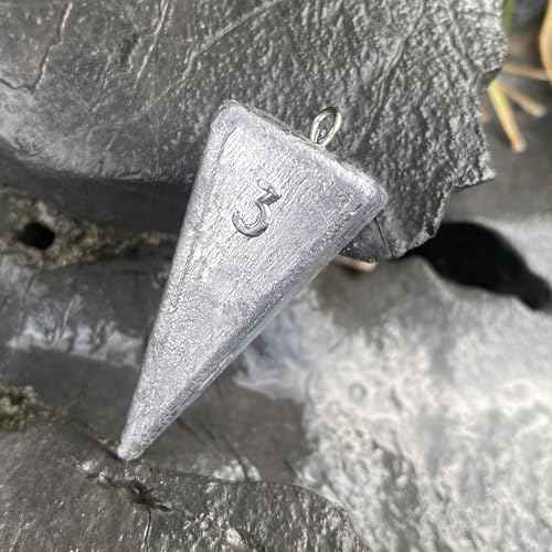 Pyramid Sinkers Fishing Weights, Saltwater Fishing Sinkers for Surf Fishing Gear Tackle - 1oz, 2oz, 3oz
