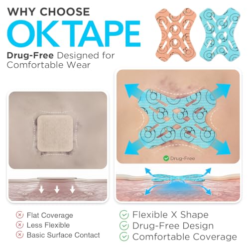 Kinesiology Tape Precut X-Flow Patches 3.7x4.8 Inch Beige 10 Pack