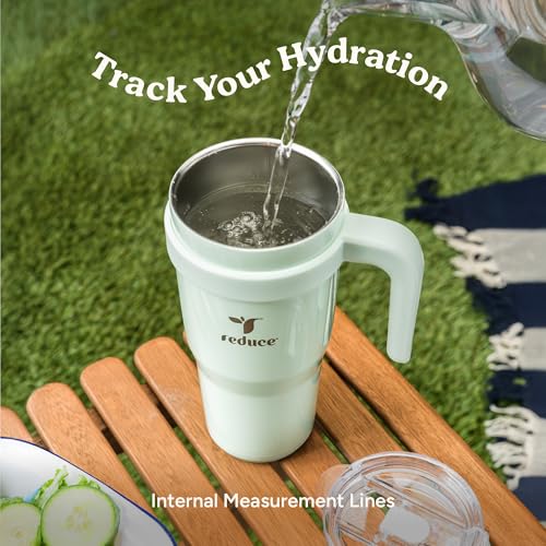 24 oz Stainless Steel Travel Mug with Handle - Sea Glass, Double Wall Insulated