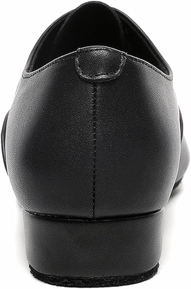 Men's Ballroom Dance Shoes Black Leather Sole Tango Salsa Latin Character Shoe - 10.5