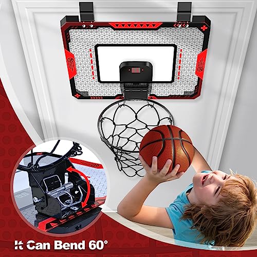 Mini Basketball Hoop for Kids Over Door Indoor Basketball Set - Red
