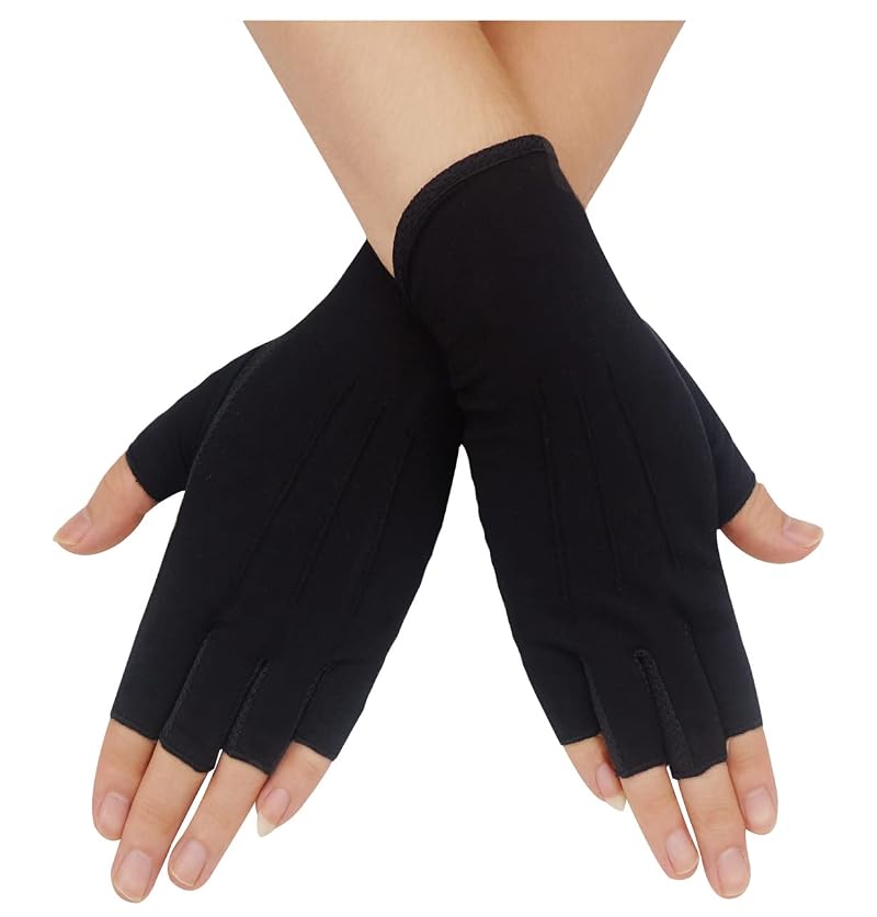 Bienvenu Men's Summer Sunblock Half-Finger Gloves - Black, Breathable Cotton-Poly