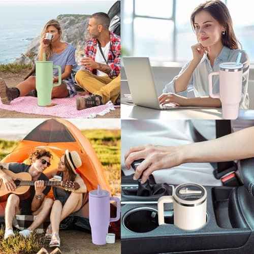 2 Pack 30 oz Replacement Tumbler Flip Straw Lid fit for Stanley Quencher, Leak Proof Lid Replacement for 30 OZ Stanley H2.0 FlowState Tumbler, Spill Proof Reusable Lid for Stanley (White)