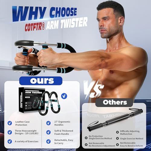 Blue Adjustable Arm & Chest Workout Trainer - 20-60lb Resistance
