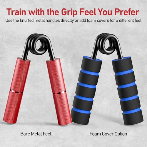 Grip Strength Trainer Set with Aluminum Hand Grippers - 6 Pack, 50LB-225LB Resistance
