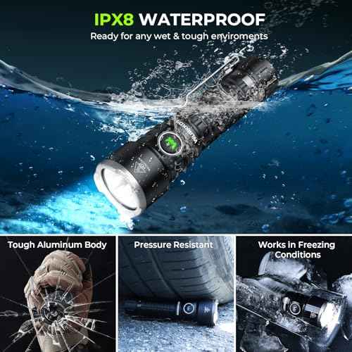 Wurkkos TS28 Rechargeable LED Flashlight, 3200 Lumens Super Bright Torch with Multiple Modes, IPX8 Waterproof Flashlight for Camping, Hiking, Outdoor and Emergency Use