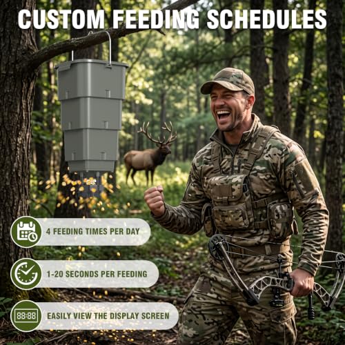 5 Gallon Hanging Deer Feeder with Programmable Digital Timer for Hunting