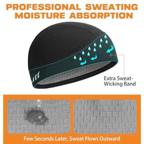MELASA Lightweight Warm Running Winter Hat with Reflective Accents, Unidirectional Moisture Wicking Skull Caps for Men Women