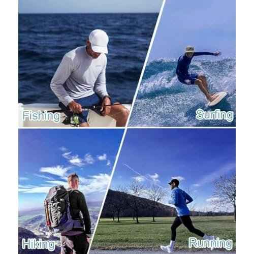 2 Pack Men¡¯s Sun Protection Shirts UPF 50+ Long Sleeve Swim Rash Guard for Fishing, Running, Hiking, Fitness