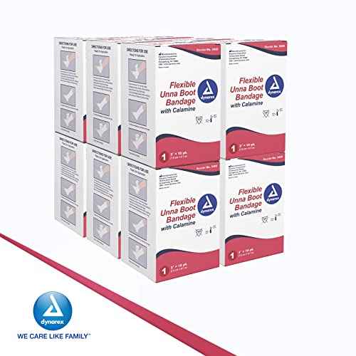 Dynarex 3455 Unna Boot Bandage, Individually Packaged, Provides Customized Compression, With Calamine, Soft Cast, 3" x 10 Yard, Pack of 12