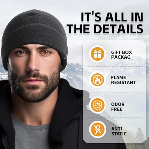 OUTDOOR SHAPING 2 Pack Tactical Fleece Cap Winter Warm Beanie Military Army Watch Cap Gift for Men Women