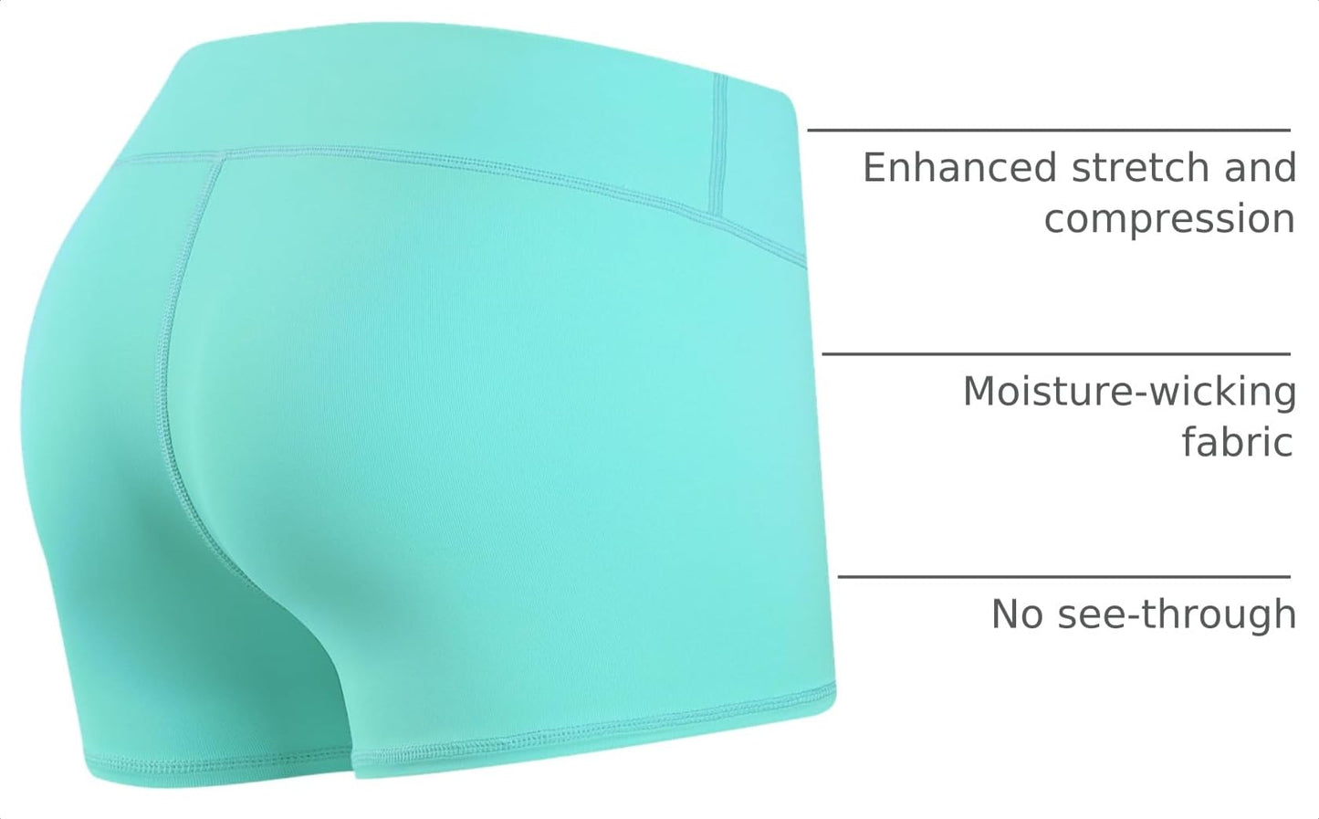 Tough Mode Women's 3" Athletic Workout Volleyball Running WOD Compression Shorts Seafoam Green