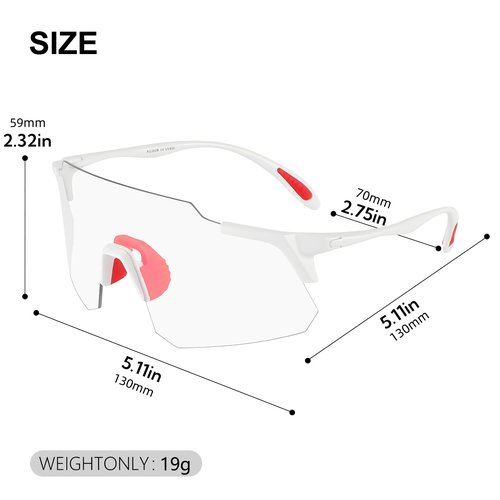 Xiyalai Photochromic Cycling Glasses Sports Sunglasses for Men Women Running Biking UV400 Protection