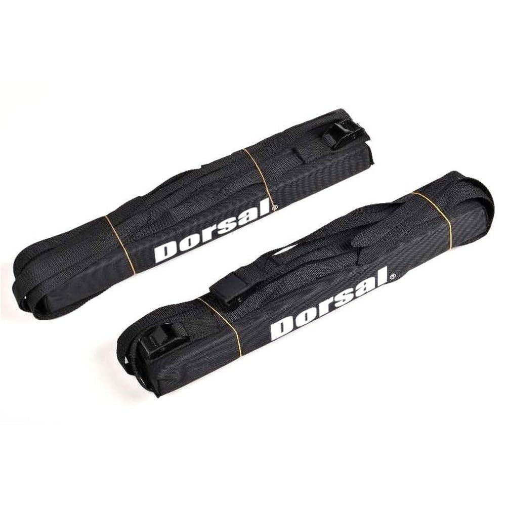DORSAL Universal Soft Roof Rack Pads for Surfboard Kayak SUPs with Car Tie Down Straps and Storage Bag - Pack of 2 Black Polyester