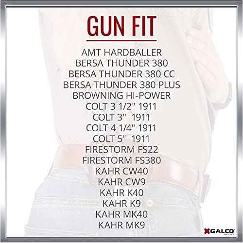 Galco Yaqui Slide Belt Holster for 1911 3-Inch-5-Inch Colt, Kimber, para, Springfield, Kahr, Walther P22