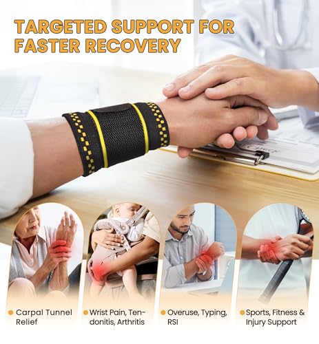 Copper Infused Compression Wrist Support Brace with Adjustable Wrap - Medium
