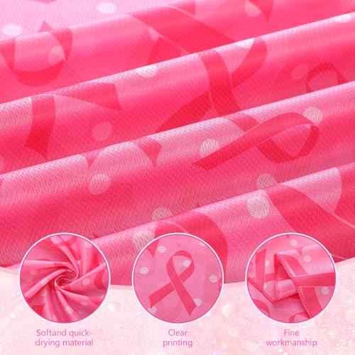 Breling 24 Pack Breast Cancer Awareness Cooling Towels 31 x 11 inches Pink Ribbon Sweat Breathable Chilly Pink Microfiber Football Towel for Breast Cancer Procession Survivor Sport Yoga Gifts(Trendy)
