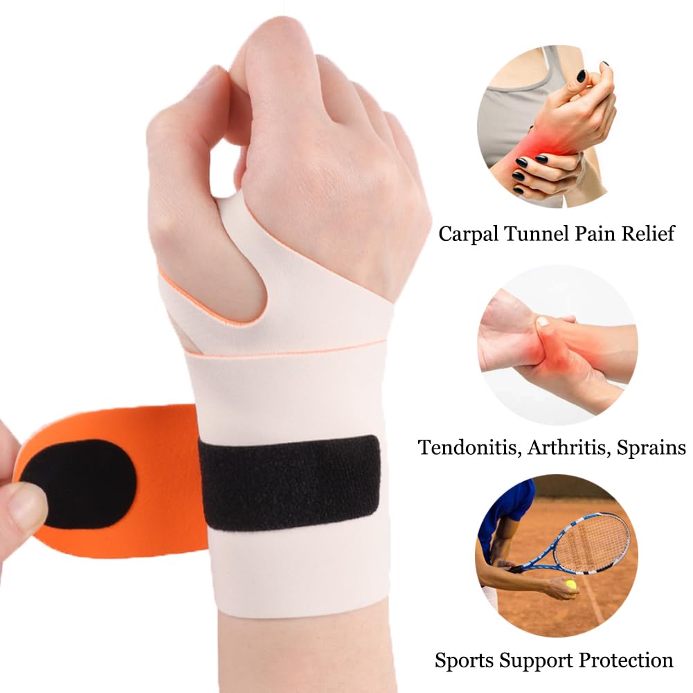 Soft Wrist Brace (2 Pack), Elastic Wrist Wrap Support for Carpal Tunnel Pain Relief, Tendonitis, Arthritis, TFCC Tear, Ultra-Thin Wrist Compression Strap for Fitness, Sports, Workout, Fit Both Hands