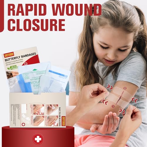 Emergency Wound Closure Strips - 4PCS Dotodo First Aid Kit - Waterproof & Hypoallergenic