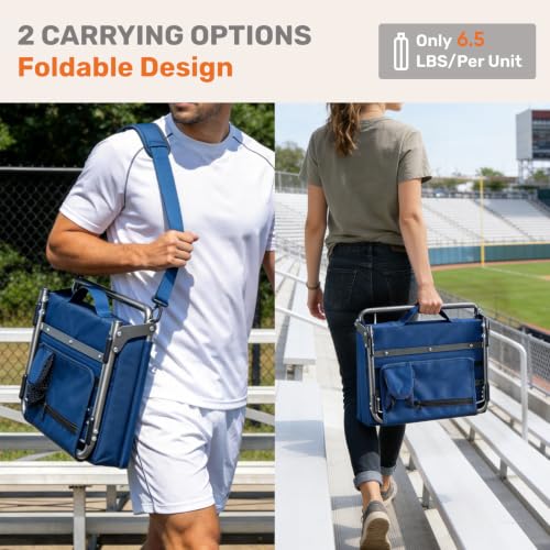 Navy Blue 2-Pack Stadium Seats with Back Support - Bleacher Chairs