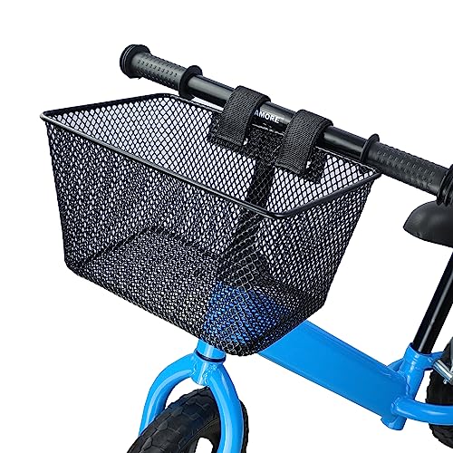 Kids Bike Basket Black - Durable Front Metal Bicycle Storage for Children