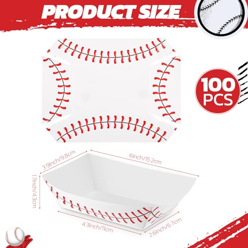 Baseball Party Food Trays 100 Pack Disposable Nacho & Hot Dog Holders 2lb