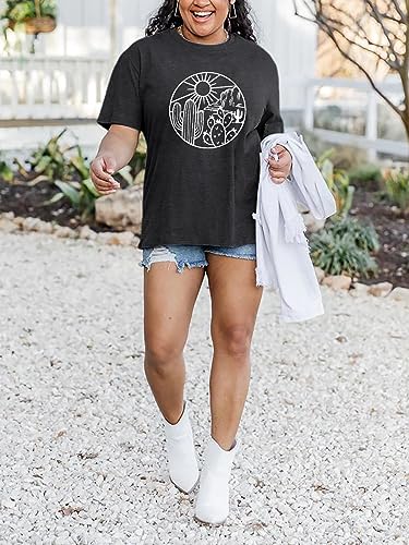 Plus Size Women's Graphic T-Shirt Short Sleeve Top - S Grey / 4X-Large