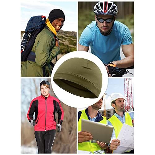 Syhood 6 Pieces Men Skull Caps Cotton Beanies Sleep Hats Multifunctional Helmet Liner Cap for Men and Women