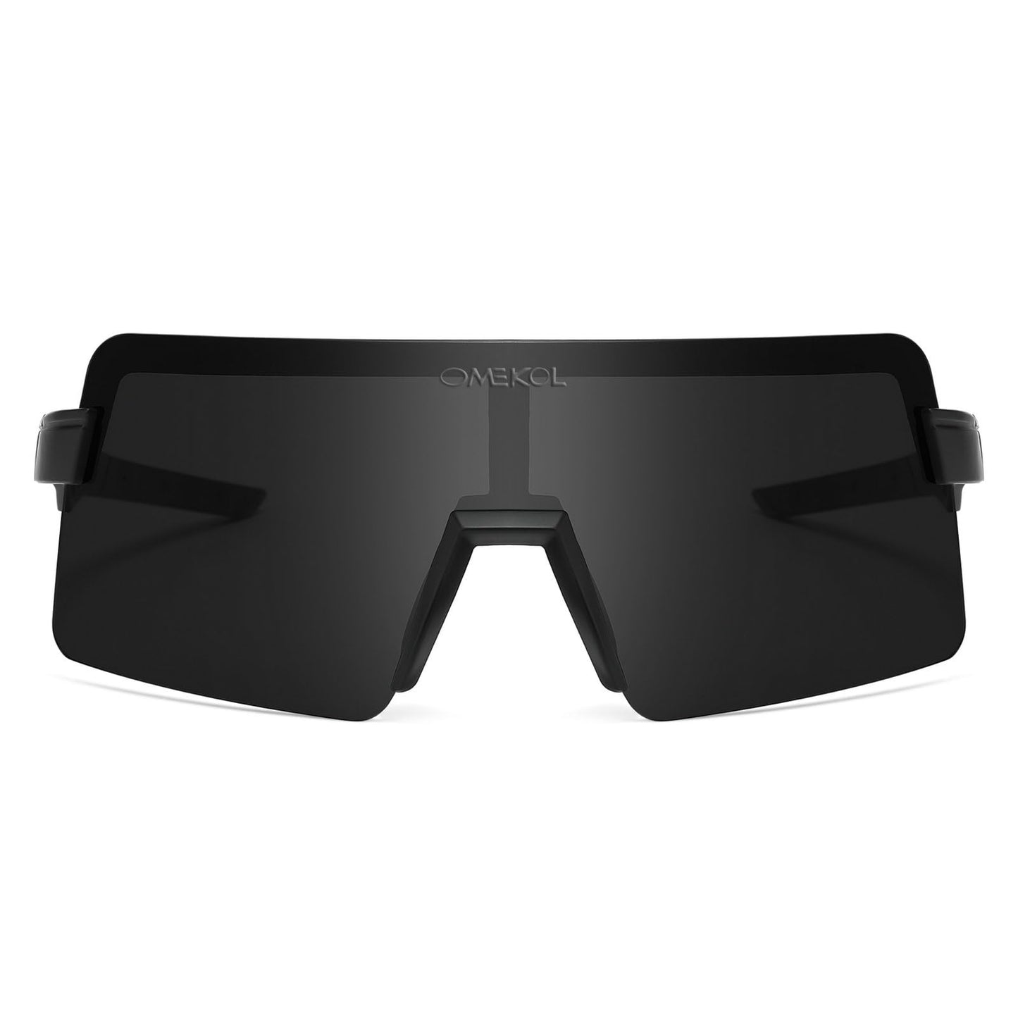OMEKOL Polarized Sports Sunglasses Cycling Glasses UV400 Mountain Bike Goggles MTB Riding Bicycle Eyewear Men Women Baseball Running Fishing Golf Outdoor - Black Frame/Black Lens