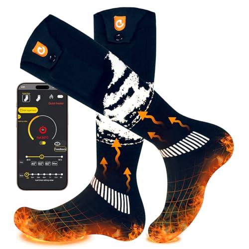 Rechargeable Heated Socks for Men Women Dark Blue 6000mAh App Control Winter Outdoor