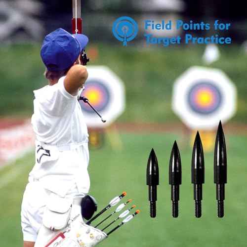 12pcs Archery Arrow Tips 100/125/150/200 Grain Field Tips 5/16 Inch Screw in Bullet Points , Archery Target Crossbow Practice Tip for Arrow Recurve Bow Compound Bow, Hunting Bow Arrow Target Practice