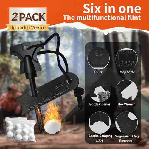 Magnesium Fire Starter with Striker, High Temp Magnesium Rod, Fire Starters for Survival Fire Steel Fero Rod, for Camping, Hiking and Emergency
