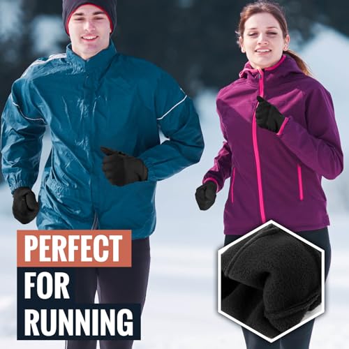 Men's Winter Touchscreen Gloves - Black, Large - Windproof & Water-Resistant