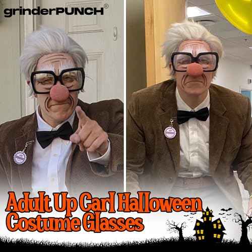 grinderPUNCH XL Oversized Black Nerd Clear Glasses - Men and Women - Square Costume