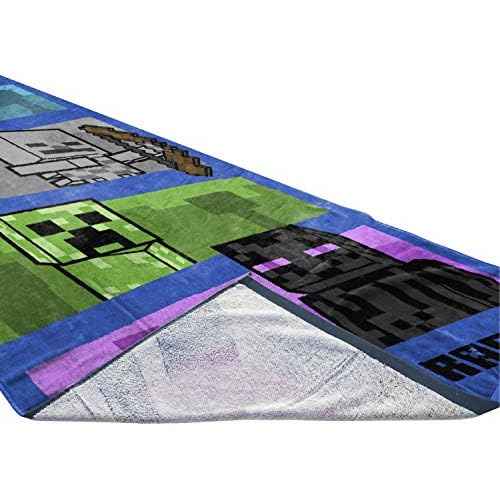 Jay Franco Minecraft Adventure is an Attitude Gamer Bath/Pool/Beach Towel - Super Soft & Absorbent Fade Resistant Cotton Towel, Measures 28 x 58 inches (Official Minecraft Product)