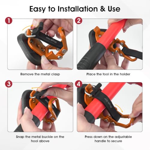MagitcSee 4 Pack Magnetic Shovel Holders for Truck & RV, No-Drill Heavy Duty Tool Mount Orange