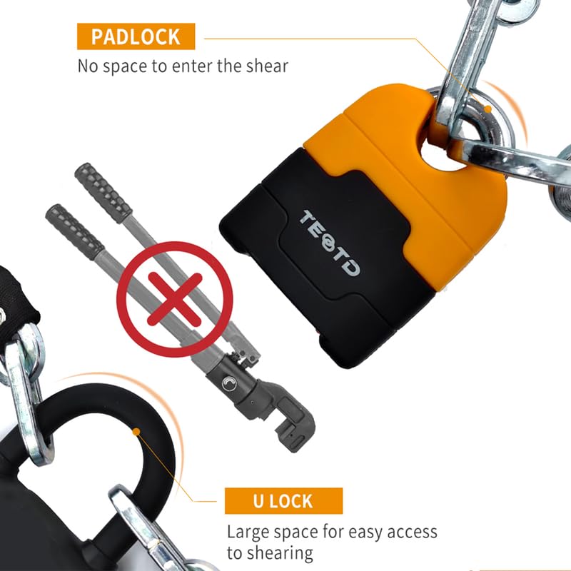 Heavy Duty Anti-Theft Motorcycle Chain Lock 4ft with Bright Lock & 4 Keys - Weather-Resistant, 10mm Thick Chain, Suitable for Bikes & Gates - Variation: 4ft Chain Lock with Padlock