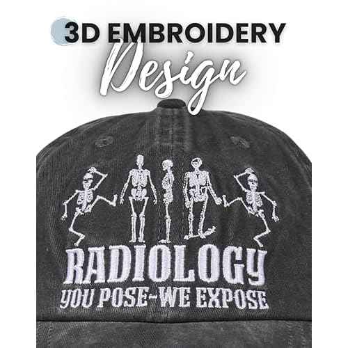 InnoBeta Radiology Gifts Cap for Men Women - Adjustable Vintage Washed Cotton Embroidered Hat - Radiology Tech Week Gift - Grey