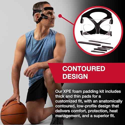 MUELLER Sports Medicine Face Mask for Men & Women, Adjustable Clear Face Guard, Nose & Cheek Protection for Basketball & Cosmetic Procedures, Shatterproof with Foam Padding, One Size